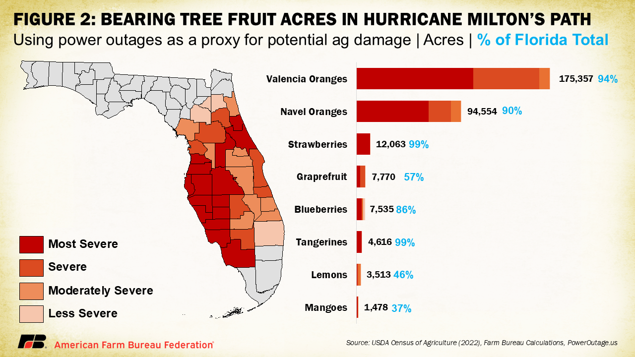 Hurricane Milton, Florida agriculture damage, crop yield loss, livestock impact, flooding effects, citrus industry decline, food safety regulations, vegetable market challenges, emergency services disruption, long-term resilience strategies.