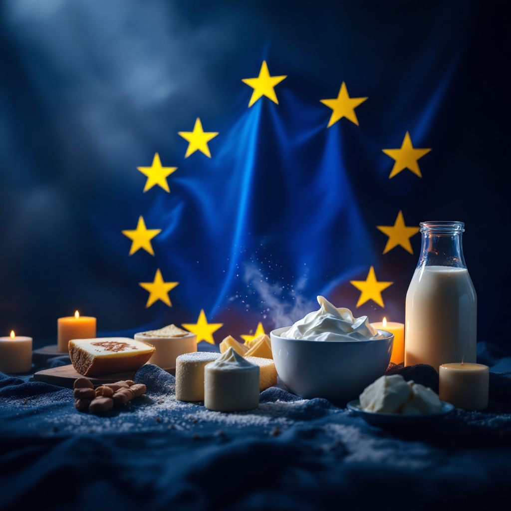 EU dairy sector, milk production decline, USDA GAIN report, dairy farmer challenges, environmental regulations, cattle disease outbreaks, technological advancements in dairy, dairy product diversification, cheese production forecast, sustainable dairy practices.