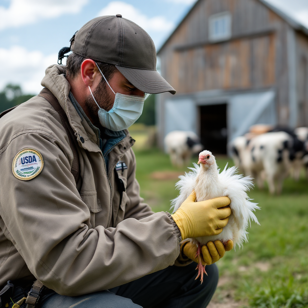 avian influenza testing, USDA dairy farms, farmworker health, milk testing regulations, outbreak detection process, economic impact dairy industry, livestock indemnity program, dairy health management, virus spread prevention, federal state compliance